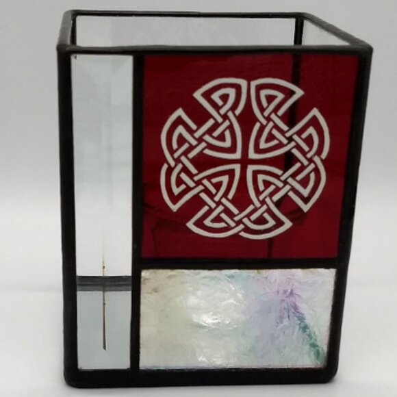 Other - Celtic Knot Red Stain Glass Candle Holder